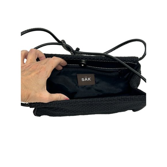 The Sak Women’s Black Purse Fabric Weave Faux Leather Rectangle Snap Pockets - Picture 17 of 17